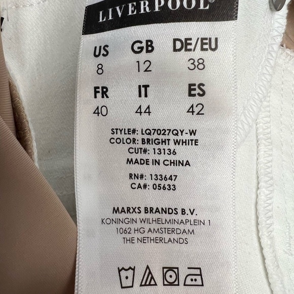Liverpool Maternity Jeans 8 White Crop Over Belly Straight Rolled Leg Stretch - Picture 14 of 16